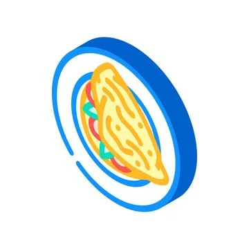 Omelette egg isometric icon vector illustration Stock Illustration