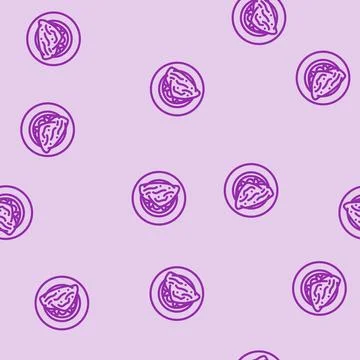 Omelette egg line vector seamless pattern Stock Illustration