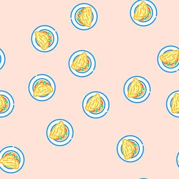 Omelette egg vector seamless pattern Stock Illustration