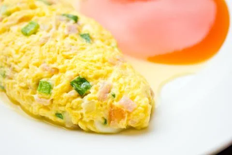 Omelette with ham cheese Stock Photos