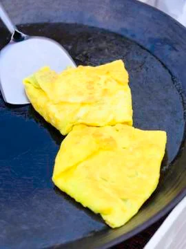 Omelette in the pan Stock Photos
