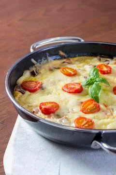Omelette in pan Stock Photos