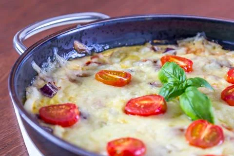 Omelette in pan Stock Photos