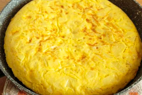 Omelette in a pan Stock Photos