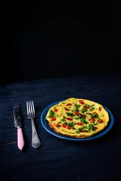 Omelette on plate Stock Photos