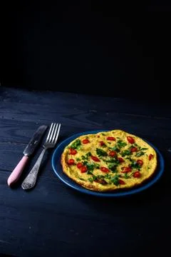 Omelette on plate 库存照片
