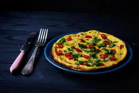 Omelette on plate Stock Photos