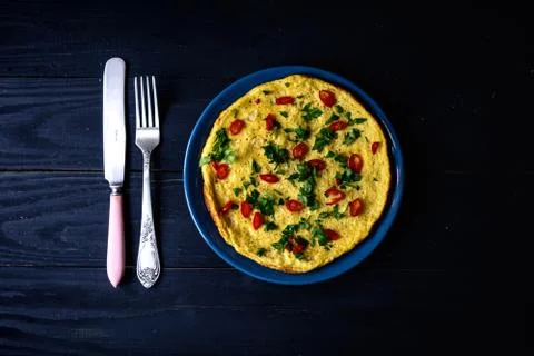 Omelette on plate Stock Photos