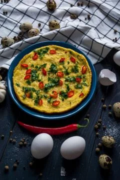 Omelette on plate Stock Photos