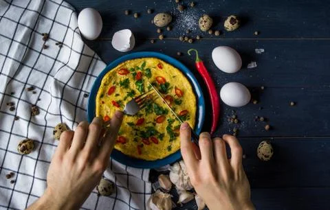 Omelette on plate 库存照片