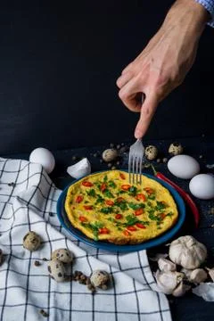 Omelette on plate Stock Photos