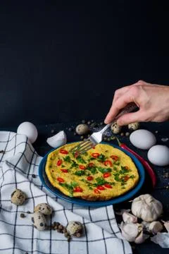 Omelette on plate 库存照片