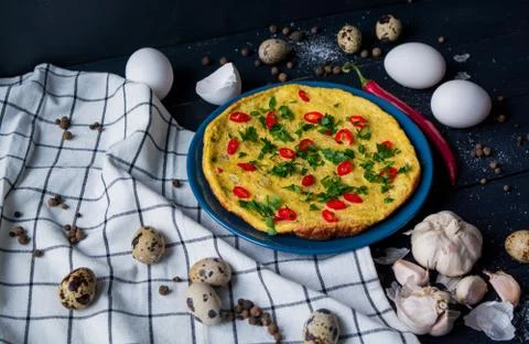 Omelette on plate Stock Photos