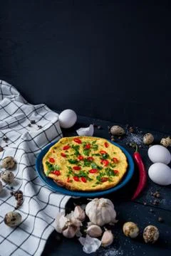 Omelette on plate Stock Photos
