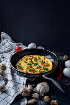 Omelette on plate Stock Photos