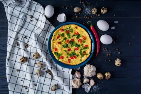 Omelette on plate Stock Photos