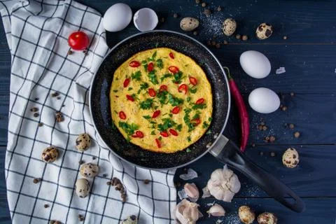 Omelette on plate Stock Photos