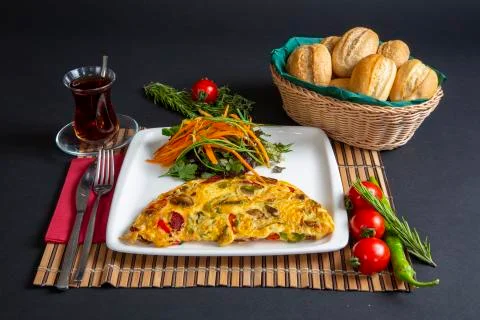 Omelette in a plate Stock Photos