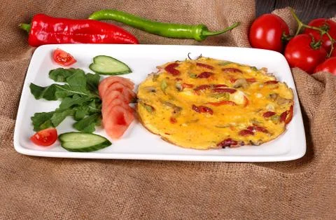 Omelette sausage Stock Photos