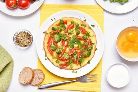 Omelette, top view Stock Photos