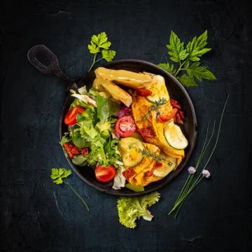Omelette with veggies Stock Photos