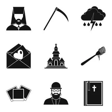Omen icons set, simple style Stock Illustration