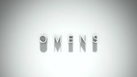 Omens 3D title animation with shadows on a white background Stock Footage 297509985