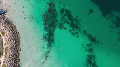Omeo Wreck at Coggee beach Perth Timelapse 4K footage Stock Footage 297555116