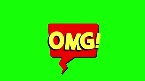 OMG animated comic chat sticker on green screen for fun overlays Stock Footage 314497159
