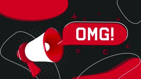 Omg banner. Megaphone with speech bubble in flat style. 4K video animation Stock Footage 226812628