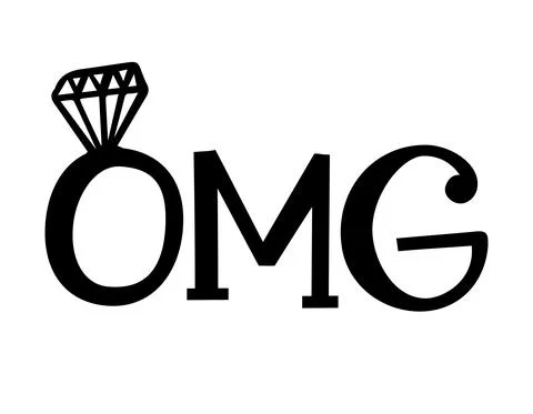 OMG - Black hand lettered quotes with diamond rings Stock Illustration