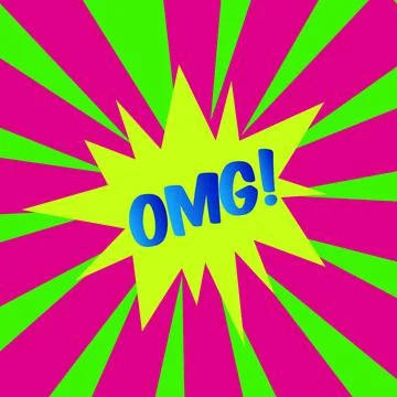 OMG! comic bubble text Pop art style Radial lines background Explosion illu.. Stock Illustration