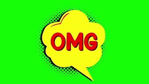 OMG comic expression bubble animation on green screen Stock Footage 314419540