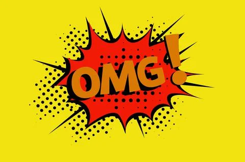 OMG comic style message in red speech bubble cartoon vector illustration in r Illustrazione stock