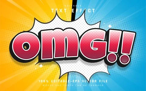Omg comic text effect editable Illustrazione stock