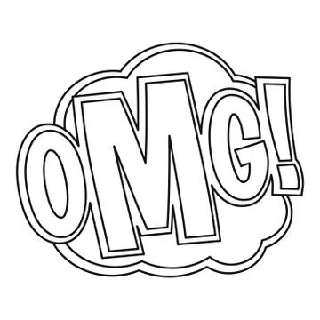 OMG, comic text sound effect icon, outline style Stock Illustration