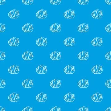 OMG, comic text speech bubble pattern seamless blue Illustrazione stock