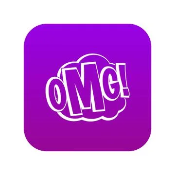 OMG, comic text speech bubble icon digital purple Stockillustratie