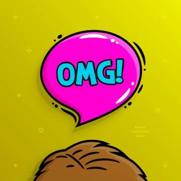 Omg concept. Human head and speech bubble with text OMG. Vector. Stock Illustration