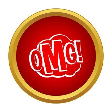 Omg exclamation speech bubble in red button Stock Illustration
