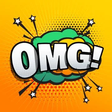 Omg lettering comic text sound effect speech bubble in retro style Stock Illustration