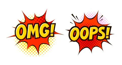 OMG, OOPS in pop art retro comic style. Cartoon slang vector illustration Stock Illustration