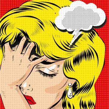 OMG pop art comic blonde woman stressed vector art Stock Illustration