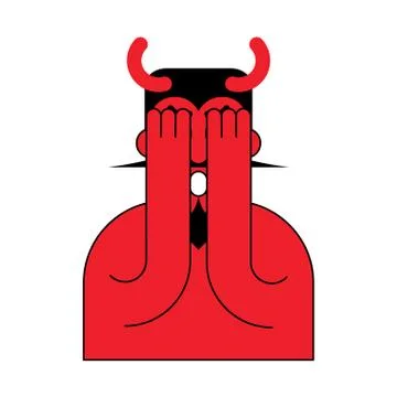 OMG red devil. Oh my god Satan. frightened demon 스톡 일러스트
