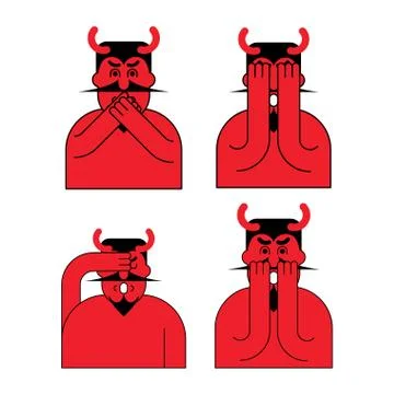 OMG red devil set. Oh my god Satan. frightened demon Illustrazione stock