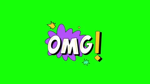 OMG speech bubble comic style pop animation on green screen background Stock Footage 314260133