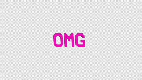 Omg - Spinning Retro Pixel Style Title On Alpha Loop Stock Footage 309282816