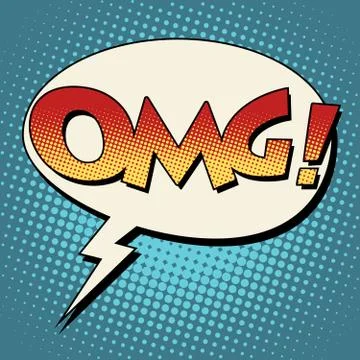 OMG surprise comic bubble retro text Stock Illustration