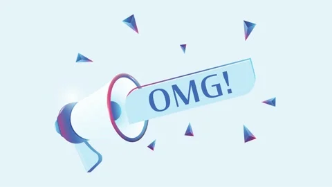Omg text with 3d realistic megaphone animation. Megaphone sign banner for promo Stock Footage 226809820