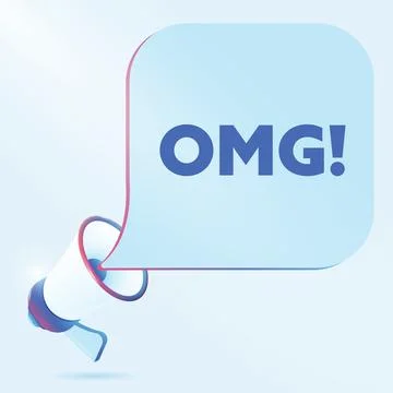 Omg text with 3d realistic megaphone vector illustration. Banner template to イラスト素材